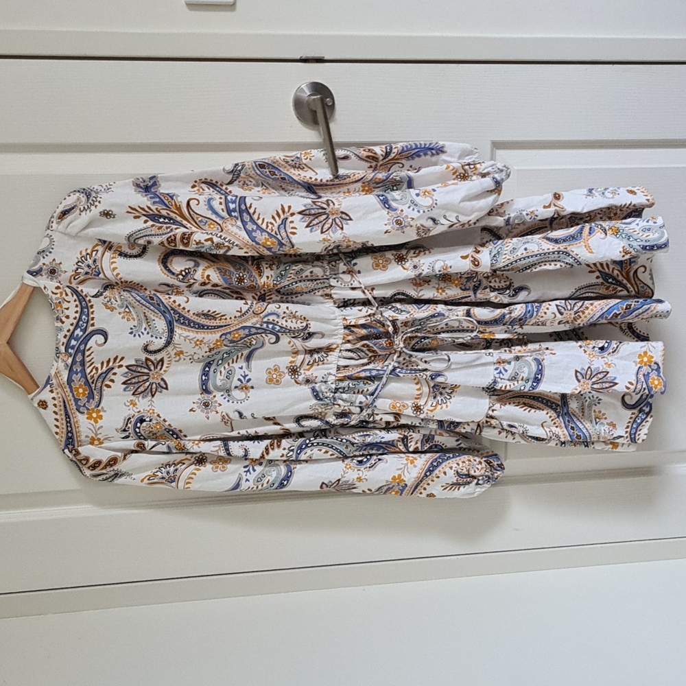 Witchery Paisley Linen Dress Size 12 - Picture 2 of 5